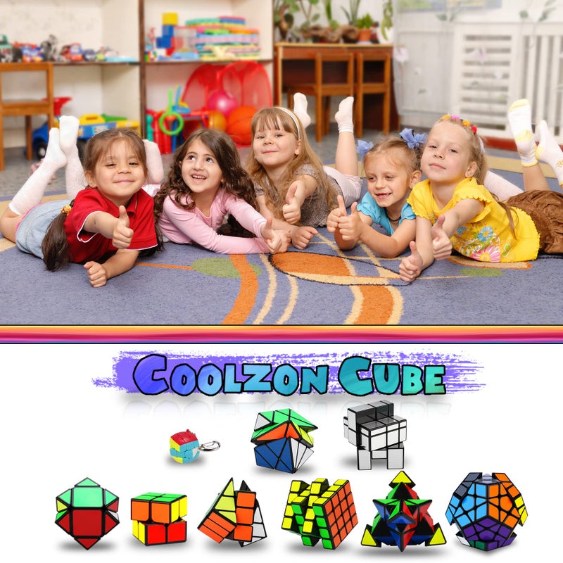Coolzon Speed Cube Set, Puzzle Cube,9 Pack Magic Cubes Pyraminx Pyramid + 2x2 + 3x3 + 4x4 + Megaminx + Mirror + Mini 3x3 + Skewb + Fenghuolun Puzzle Cube Toy for Kids & Adults - Image 4